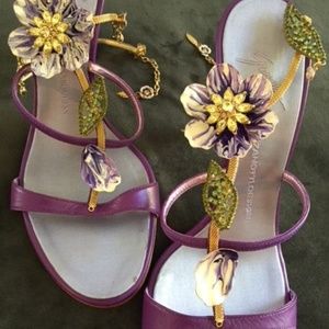 Giuseppe Zanotti Leather Jeweled T-strap Sandal